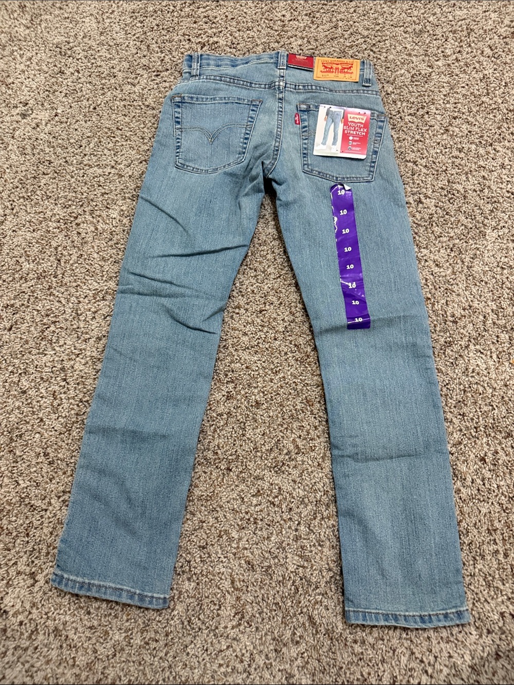 NWT Levi's Boy’s Sz10 Stretch Light Blue Straight Jeans with Signature Patch